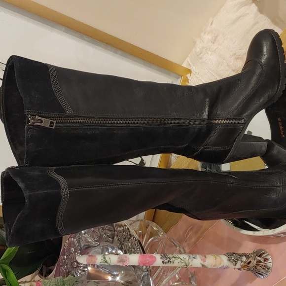 Timberland Earth Keepers Black Size 7.5 Leather Suede Zip up Boots - Picture 10 of 16